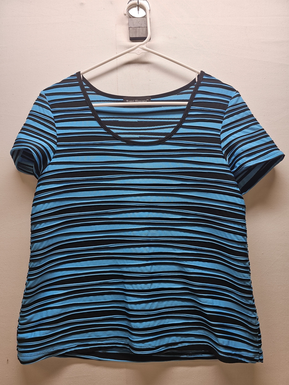 Travel Elements Womens Top M Textured Stretch Coastal Cabin Nautical Y2k